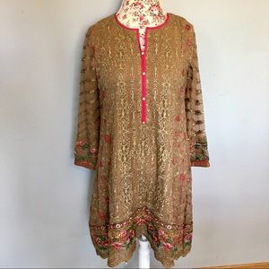 Baroque Pakistani shalwar kameezs 3pc dress emerald green taupe